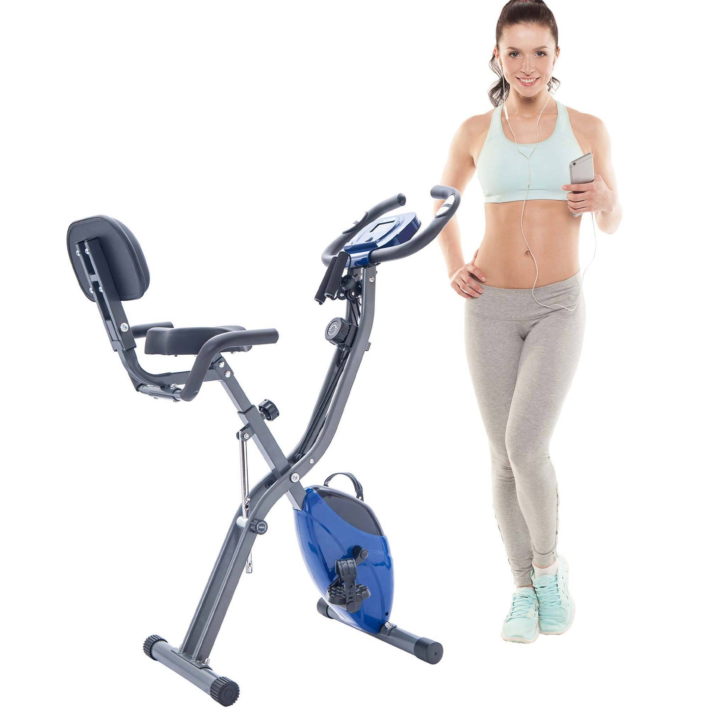 Folding Exercise Bike Fitness Upright Recumbent X-Bike Adjustable Resistance