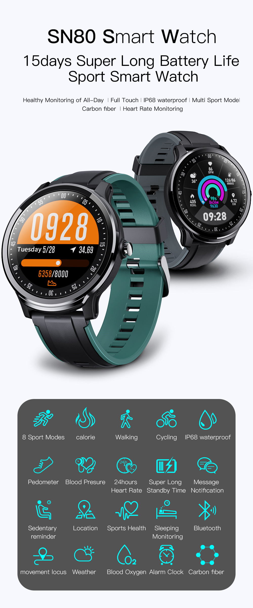 Smartwatch  Fashion fitness tracker